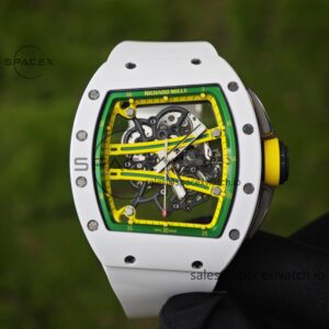 Customized Richard Mill 61-01 green track, ZF white ceramic case, customized VA best integrated movement (appearance and function identical to genuine), natural white rubber strap — custom-built watch