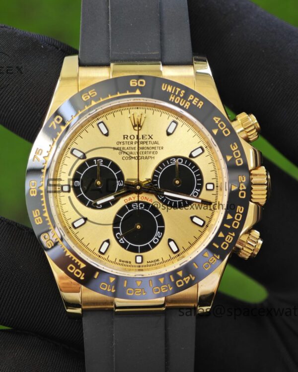 Rolex Daytona 116518 Yuwen Le custom reference-accurategold dial, best alternative pointer, 18K original color gold-plated case buckle, Oysterflex strap, Dandong 4130 movement — custom-built watch