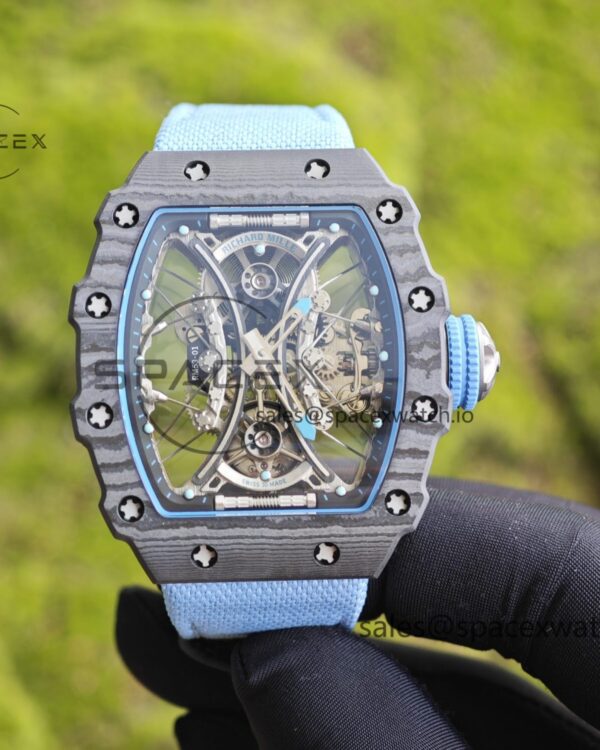 Richard Mille RM53-01 Polo Tourbillon, Integrated Movement, reference-accurateCustomized Imported Carbon Fiber Case, Paired with Blue Canvas Strap, Velcro Buckle — custom-built watch