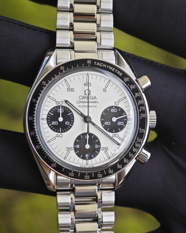 Authentic second-hand Omega Super Series SPEEDMASTER Panda Dial — custom-built watch