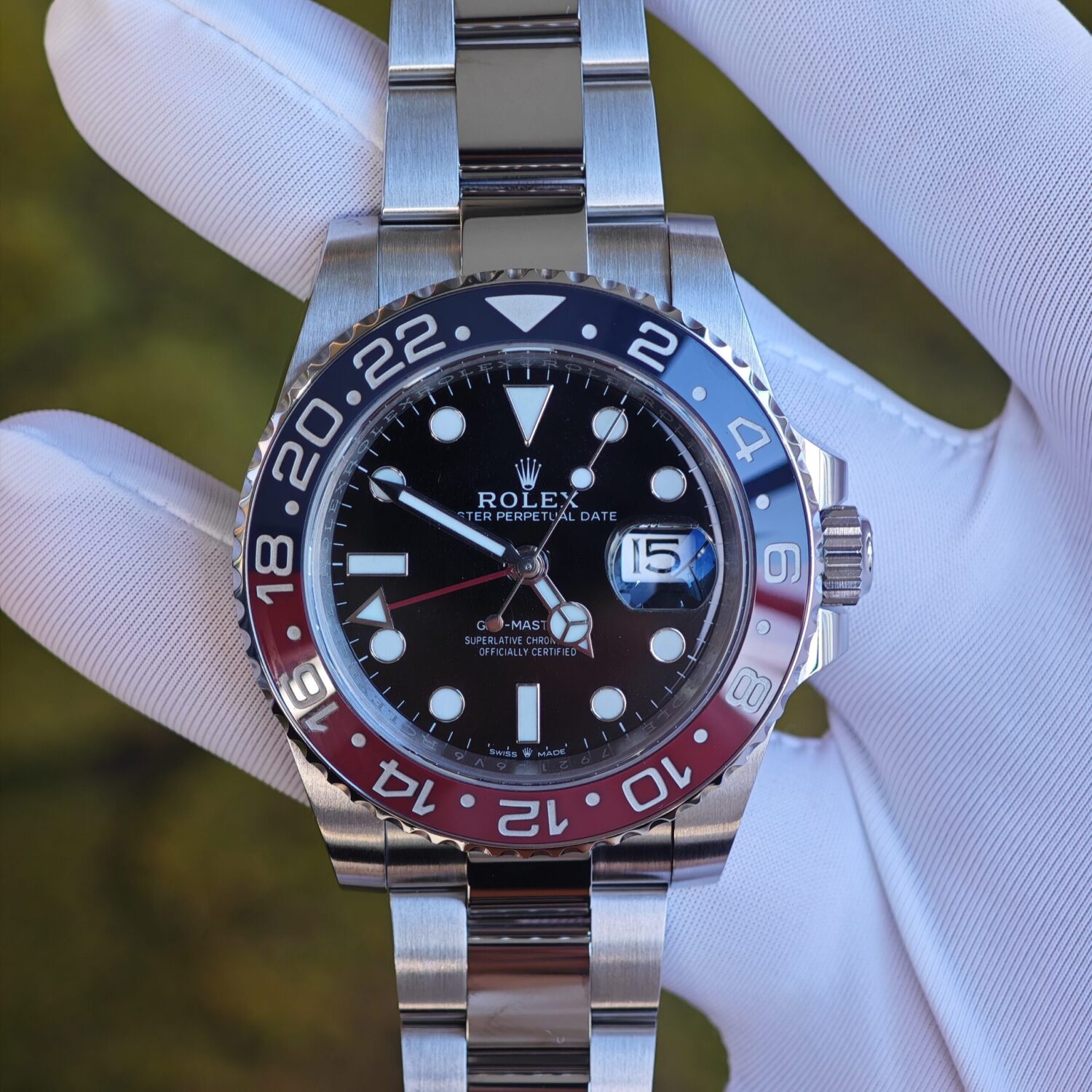 Rolex GMT Master II m126710blro, equipped with GEN faithful, clean factory case and strap, Dandong 3285 movement — custom-built watch