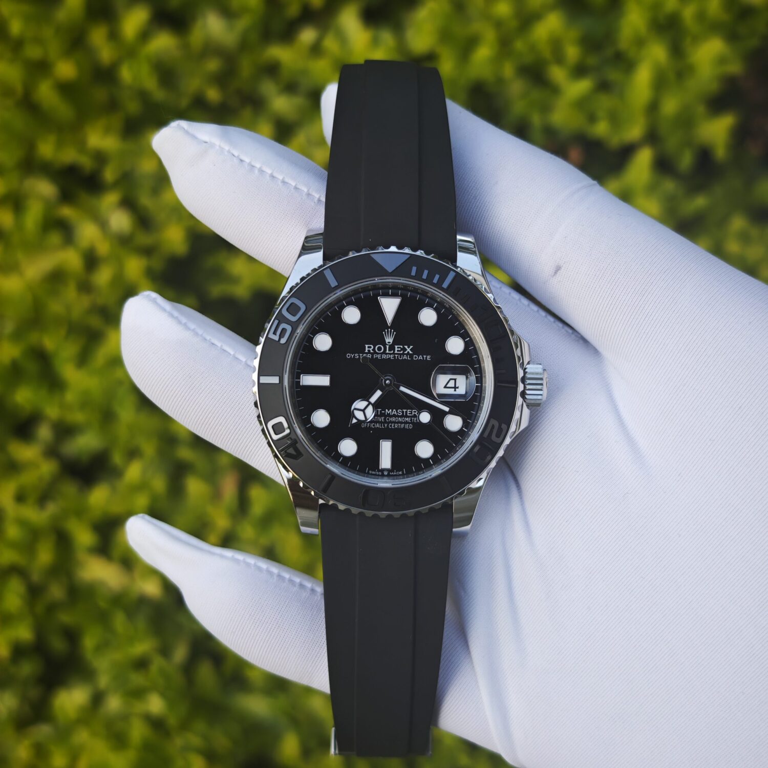 Rolex Yacht-Master 42mm reference 226659, with tungsten steel counterweight, 18K gold-plated case and clasp. Equipped with the best aftermarket dial, hands, date wheel, and Dandong 3235 movement. Stable performance. — custom-built watch