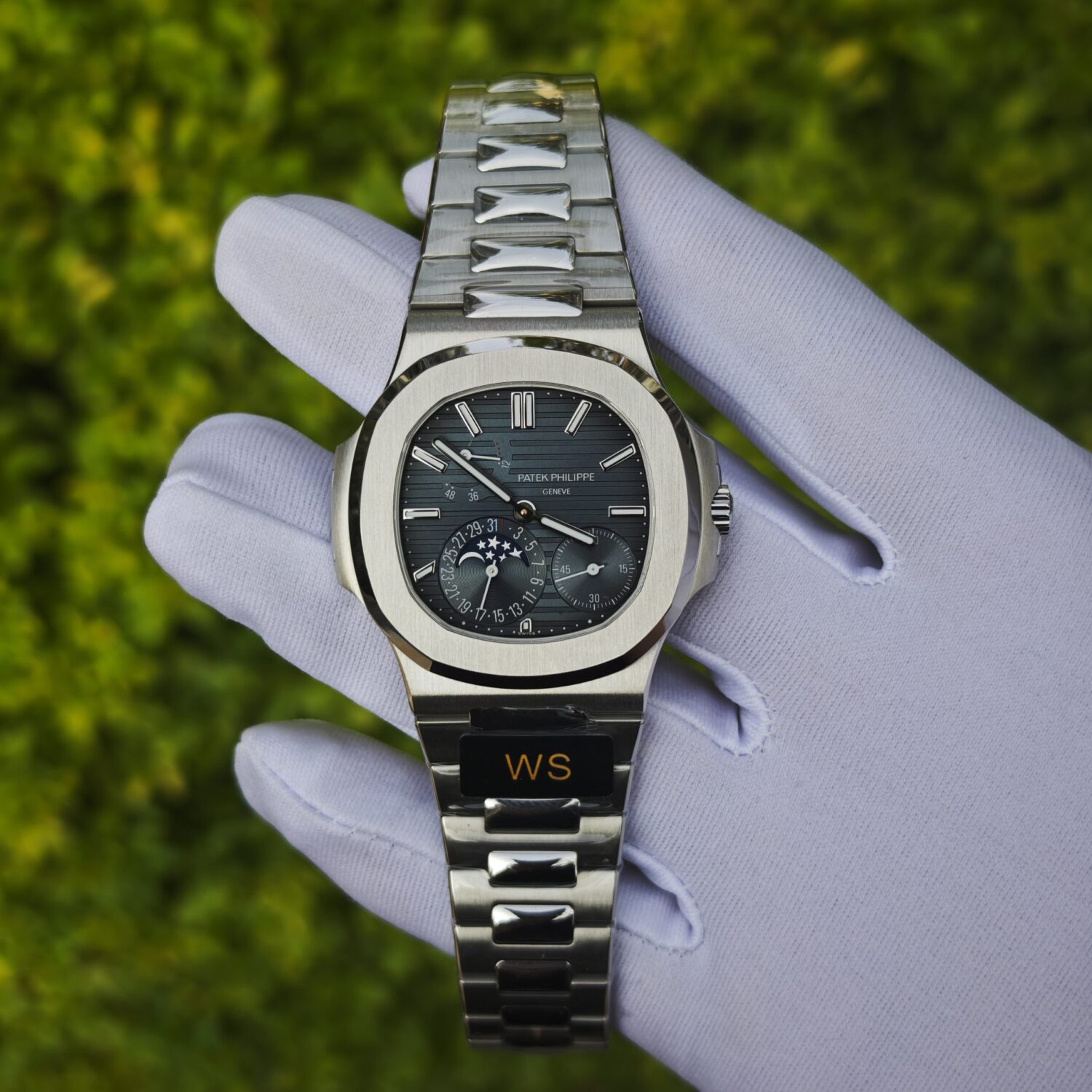 WS factory Patek Philippe Nautilus Blue Plate 5712316L stainless steel case and strap, Dandong 240 integrated movement — custom-built watch