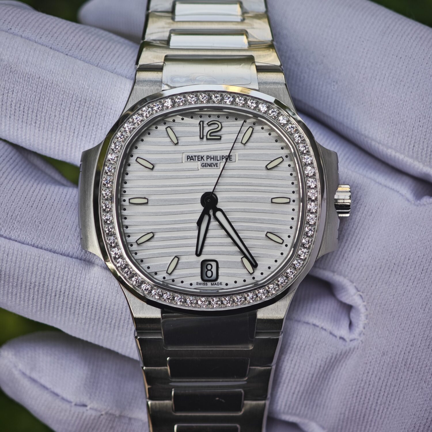PPF factory Patek Philippe 7118 white dial, diamond bezel, 9015 movement upgraded 324 movement — custom-built watch