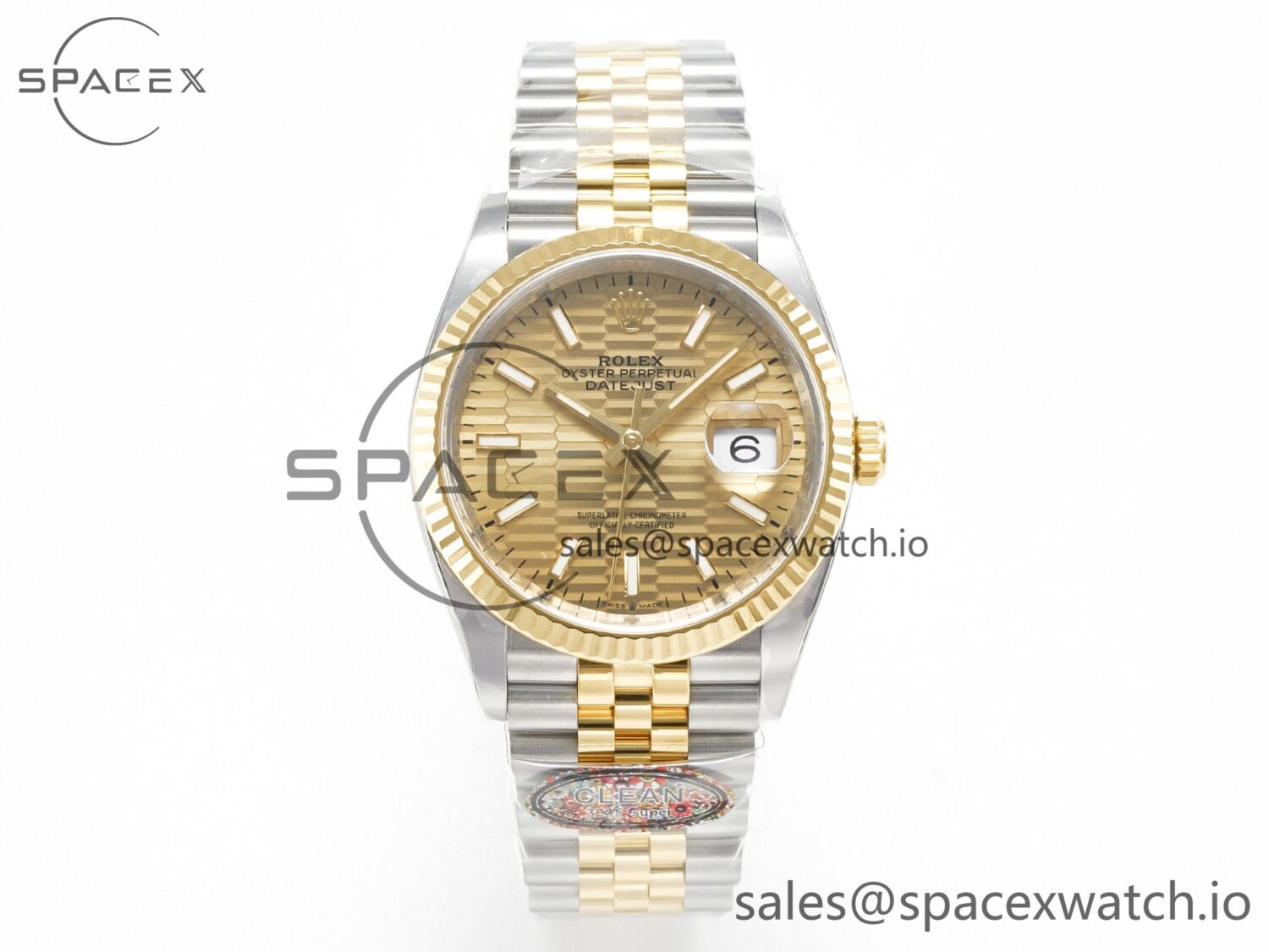 DateJust 36 126233 Clean reference-accurate 904L Steel YG Textured Stick Dial on SS/YG Jubilee Bracelet VR3235 — custom-built watch
