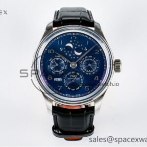 IW5034 Portugieser Perpetual Calendar SS V9F reference-accurate Blue Dial on Black Leather Strap A52610 — custom-built watch