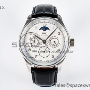 IW5033 Portugieser Perpetual Calendar SS V9F reference-accurate White Dial on Black Leather Strap A52610 — custom-built watch