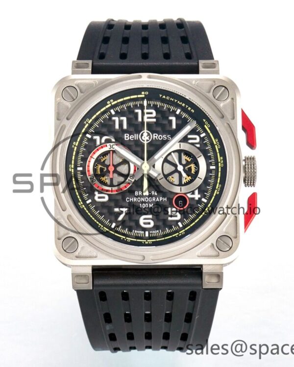 BR03-94 Chrono BRSF reference-accurate Carbon Dial on Black Rubber Strap A7750 — custom-built watch