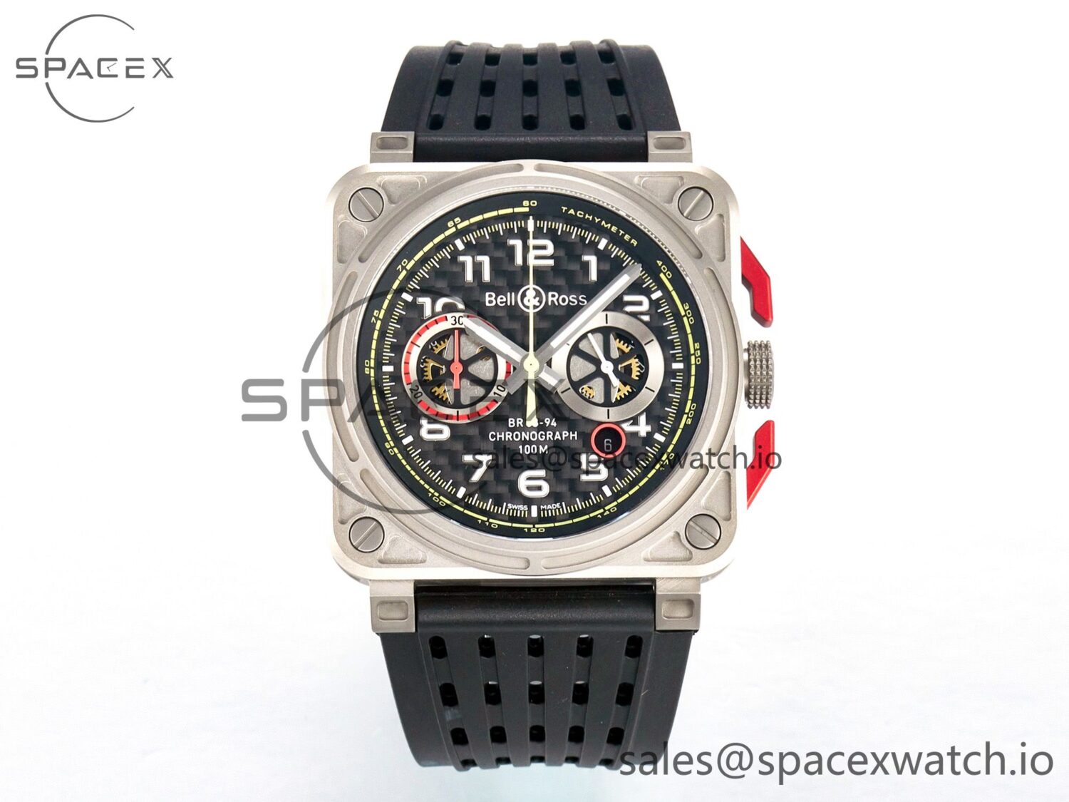 BR03-94 Chrono BRSF reference-accurate Carbon Dial on Black Rubber Strap A7750 — custom-built watch
