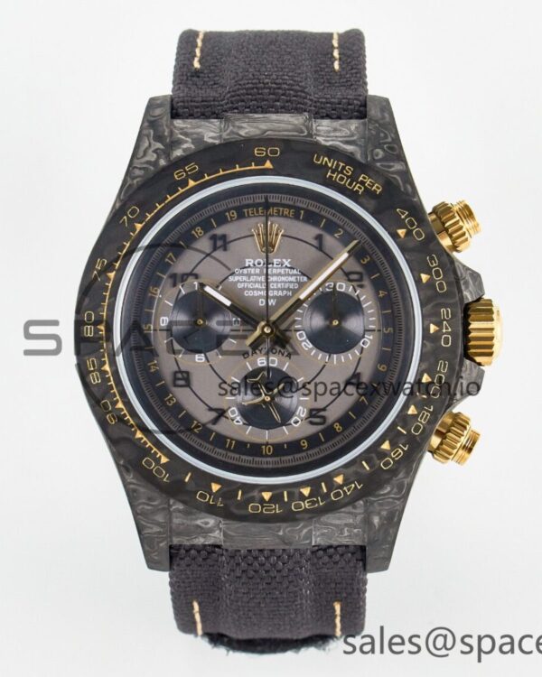 Daytona DIW “AVIA GREY” Carbon DIWF reference-accurate Gray/Yellow Dial on Black Nylon Strap SH4130 — custom-built watch
