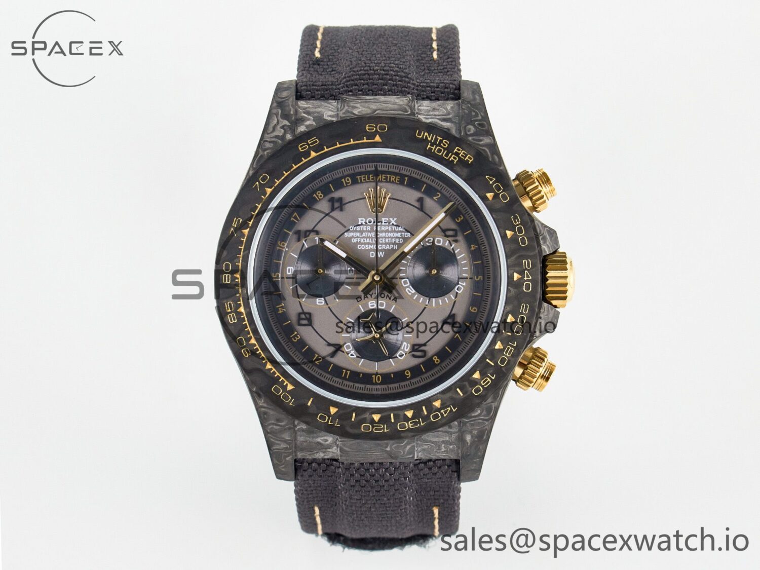 Daytona DIW “AVIA GREY” Carbon DIWF reference-accurate Gray/Yellow Dial on Black Nylon Strap SH4130 — custom-built watch