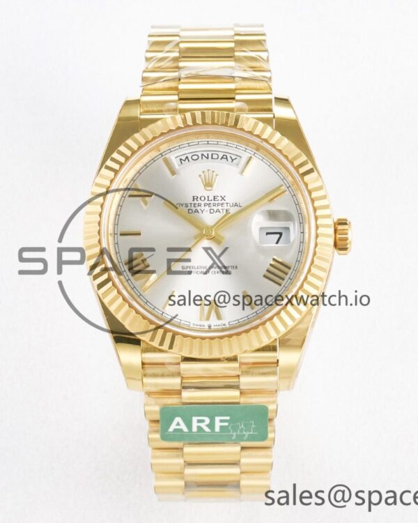 Day Date 40 YG 228238 ARF reference-accurate Silver Roman Dial on President Bracelet VR3255 — custom-built watch