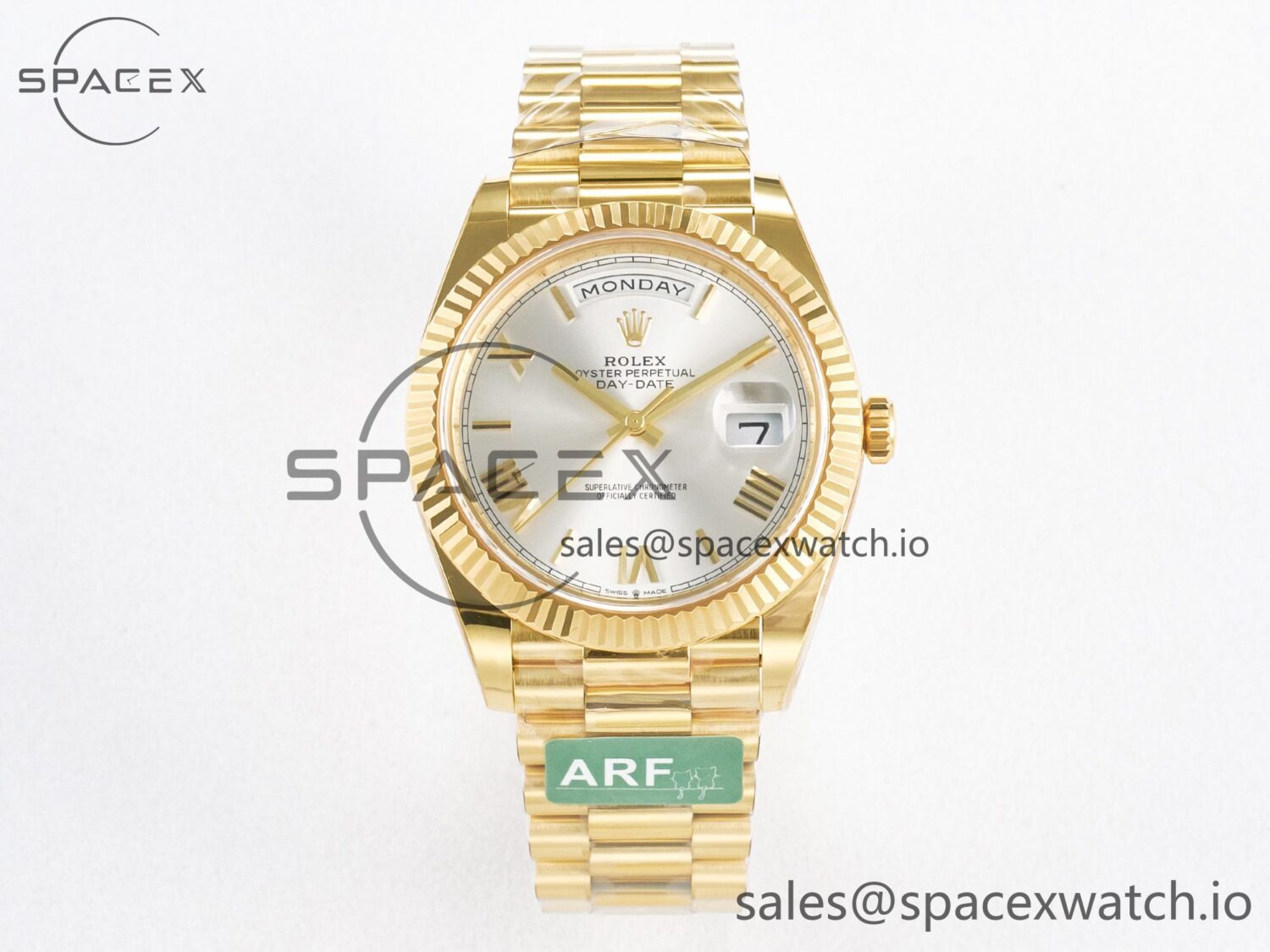 Day Date 40 YG 228238 ARF reference-accurate Silver Roman Dial on President Bracelet VR3255 — custom-built watch