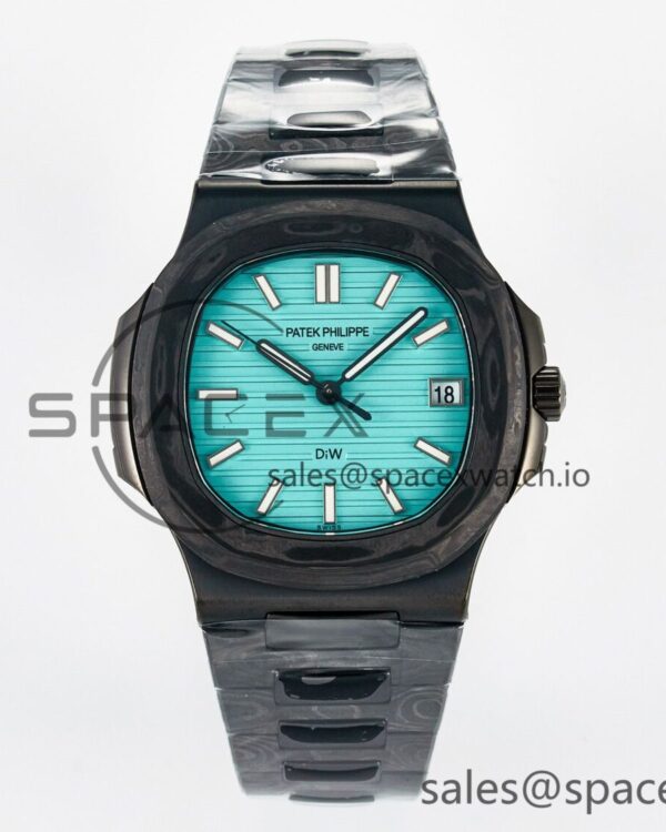 Nautilus 5711 DIW Carbon DIWF reference-accurate Tiffany Blue Textured Dial on Carbon/PVD Bracelet 324CS — custom-built watch