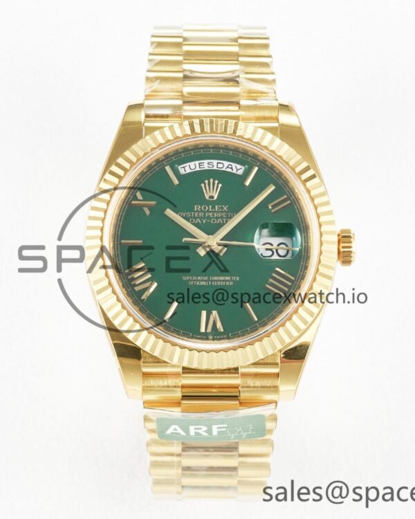 Day Date 40 YG 228238 ARF reference-accurate Green Roman Dial on President Bracelet VR3255 — custom-built watch