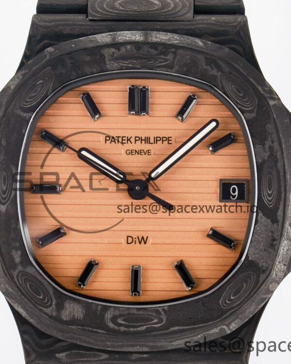 Nautilus 5711 DIW Carbon DIWF reference-accurate Orange Textured Dial On Carbon Bracelet 324CS — custom-built watch