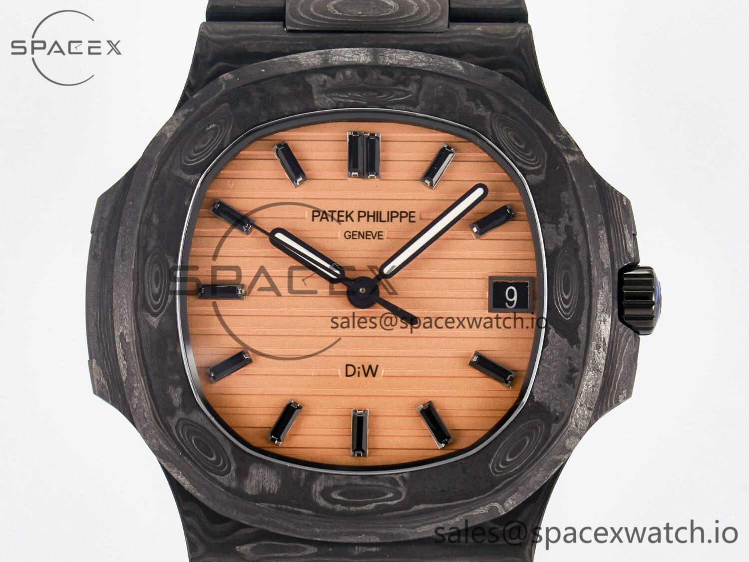 Nautilus 5711 DIW Carbon DIWF reference-accurate Orange Textured Dial On Carbon Bracelet 324CS — custom-built watch