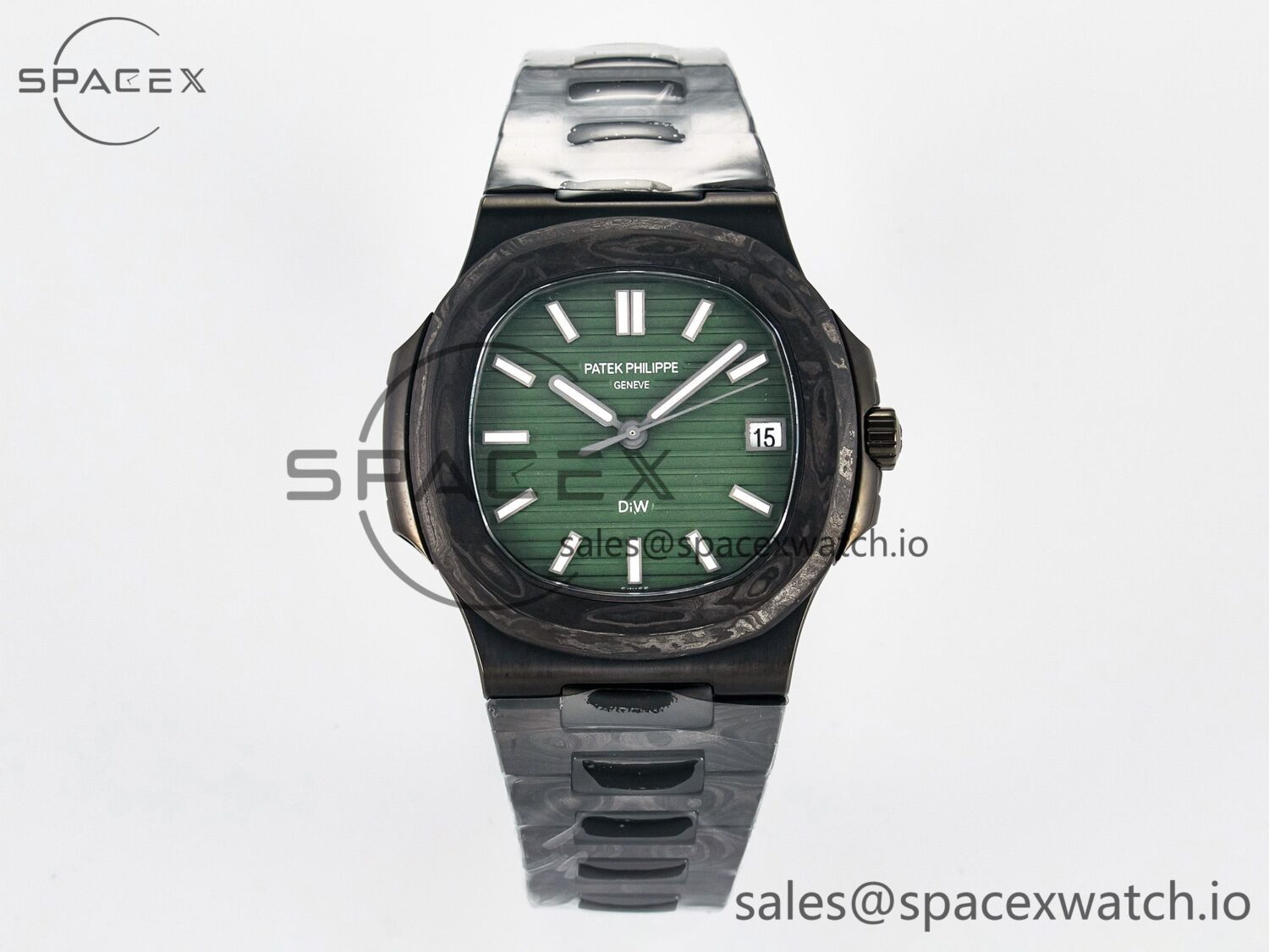 Nautilus 5711 DIW Carbon DIWF reference-accurate Green Textured Dial On Carbon Bracelet 324CS — custom-built watch
