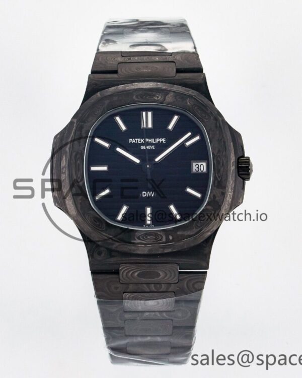 NAUTILUS 5711 DIW CARBON DIWF reference-accurate BLACK TEXTURED DIAL ON CARBON BRACELET 324CS — custom-built watch