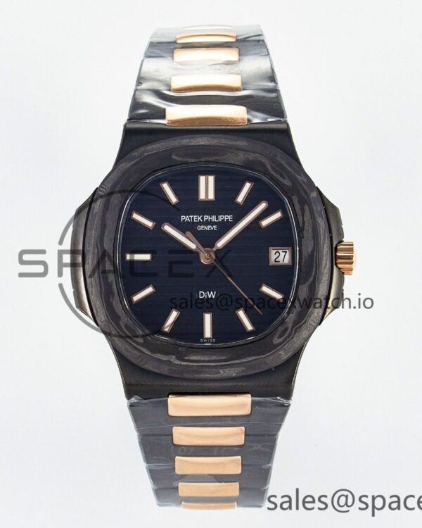 Nautilus 5711 DIW Carbon DIWF reference-accurate Black Textured Dial on Carbon/RG Bracelet 324CS — custom-built watch