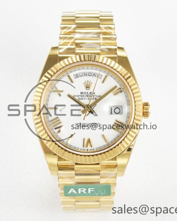Day Date 40 YG 228238 ARF reference-accurate White Roman Dial on President Bracelet VR3255 — custom-built watch