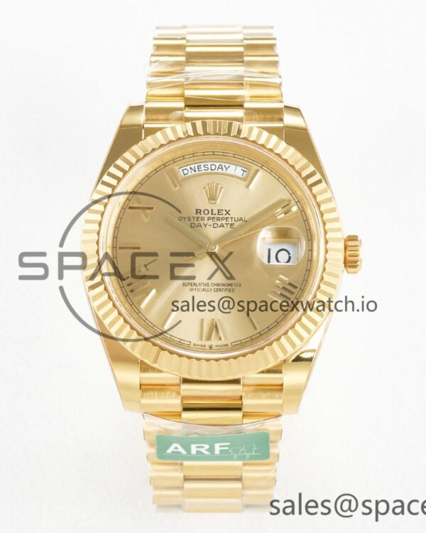 Day Date 40 YG 228238 ARF reference-accurate YG Roman Dial on President Bracelet VR3255 — custom-built watch