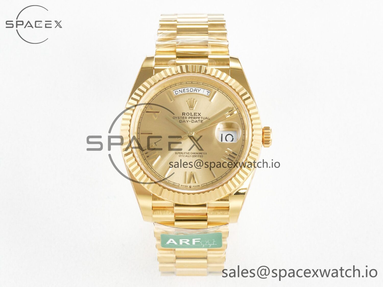 Day Date 40 YG 228238 ARF reference-accurate YG Roman Dial on President Bracelet VR3255 — custom-built watch
