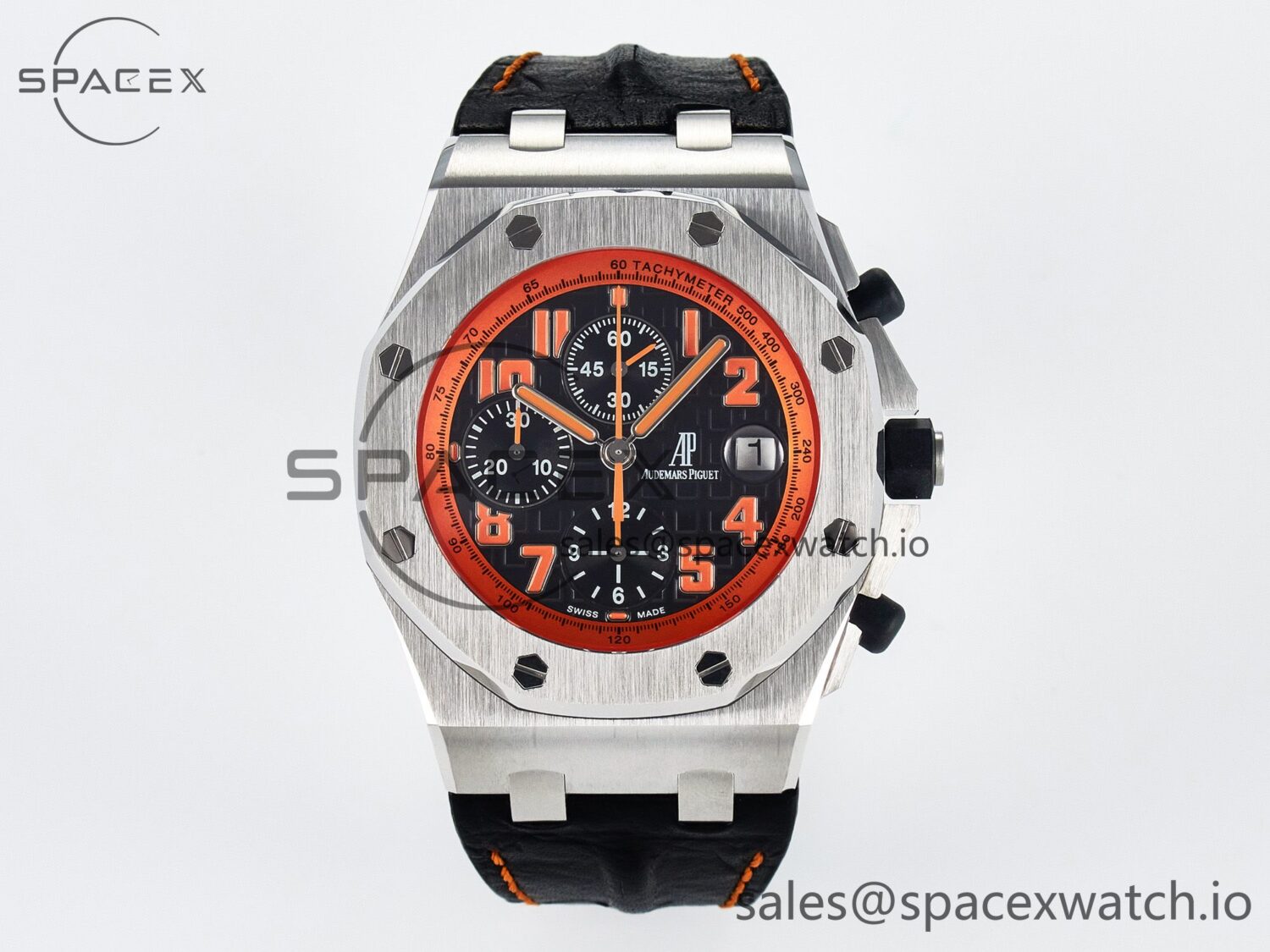 Royal Oak Offshore 42mm Volcano TKF Best Edition Black Dial on Black Leather Strap A7750 — custom-built watch