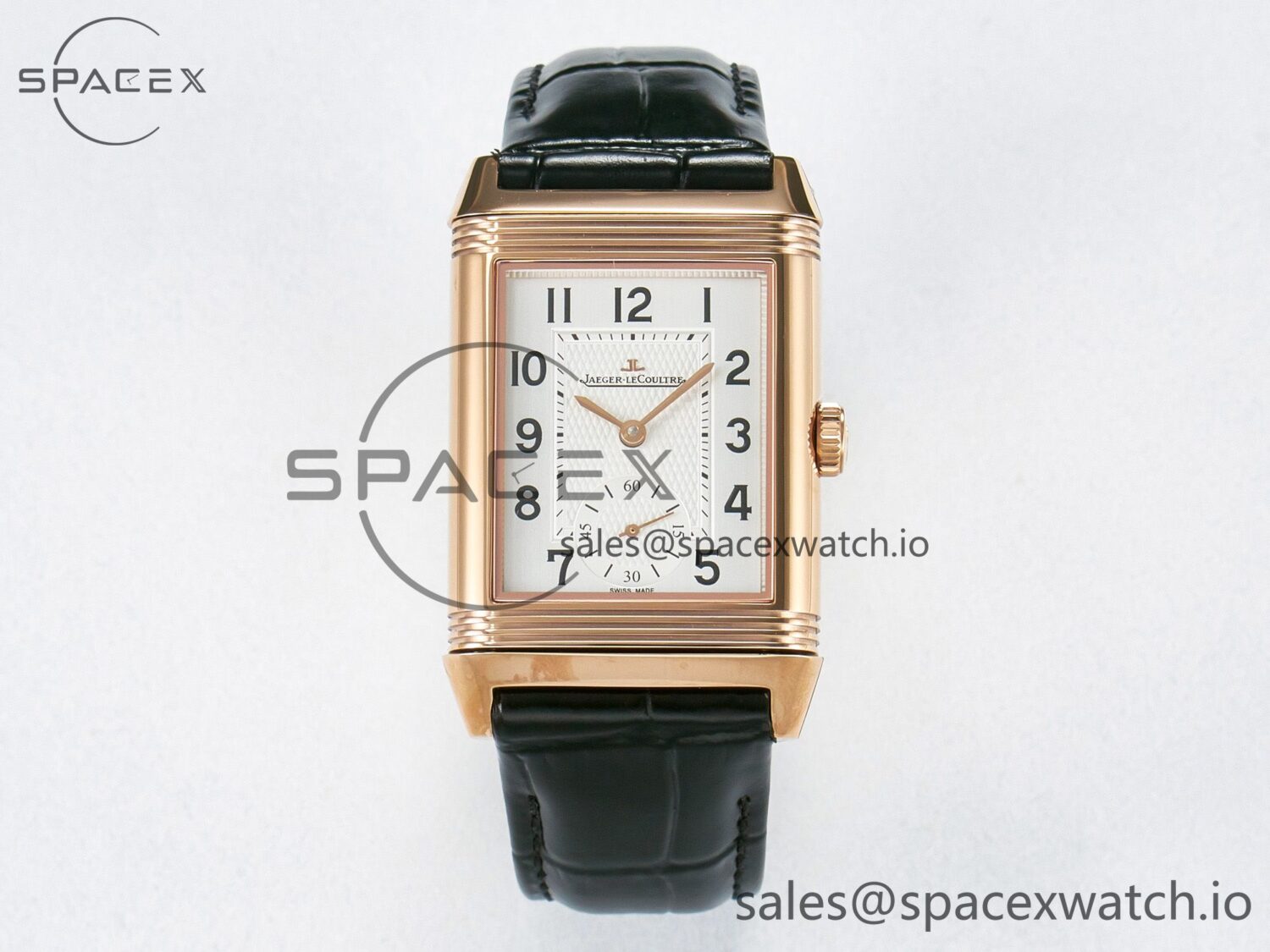 Reverso Classic Duoface Small Seconds RG MGF Best Edition White Guilloché Dial on Black Leather Strap A854A — custom-built watch