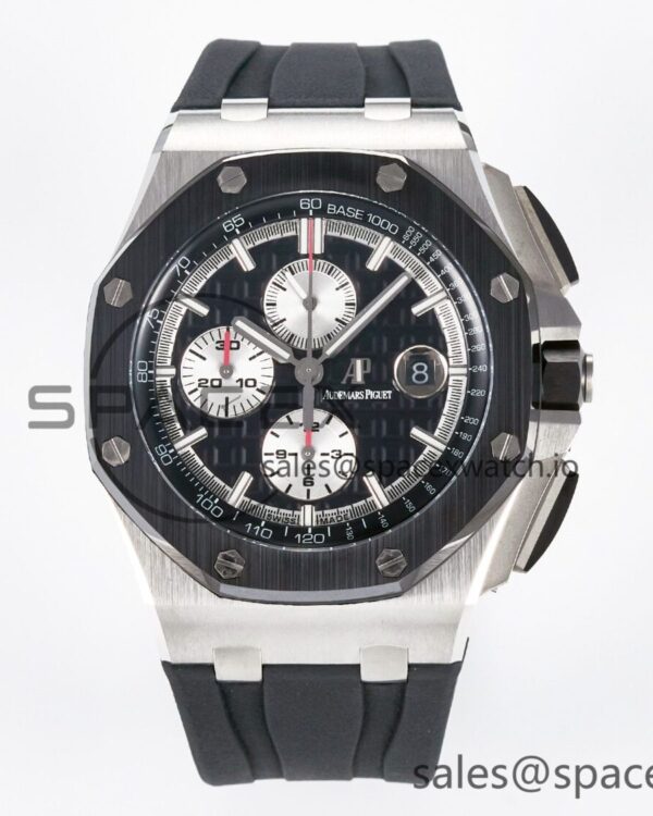 Royal Oak Offshore 44mm Black Ceramic SS TKF reference-accurate Black/White Dial on Black Rubber Strap A3126 — custom-built watch