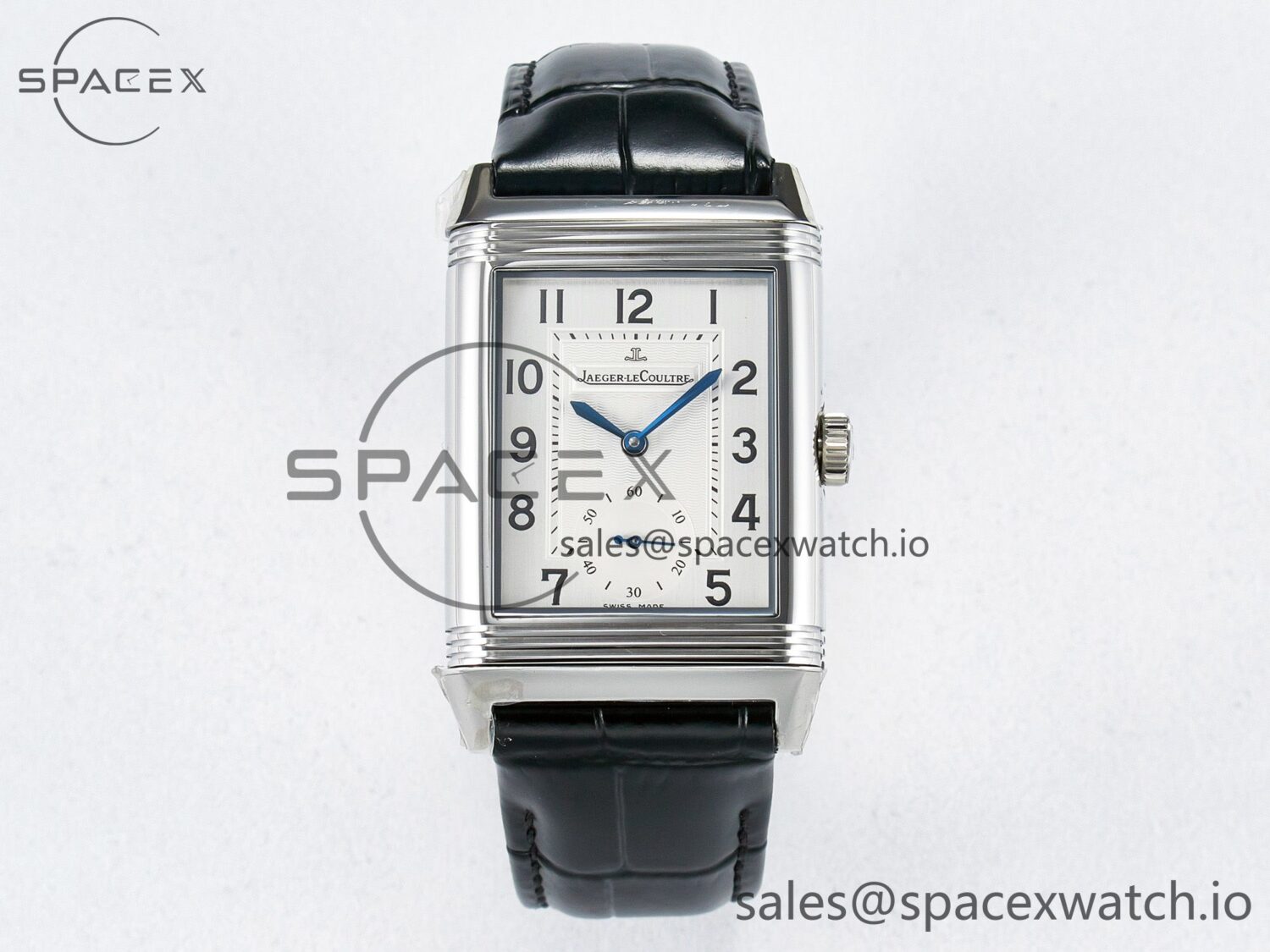 Reverso Classic Duoface Small Seconds SS MGF Best Edition White Textured Dial on Black Leather Strap A854A — custom-built watch