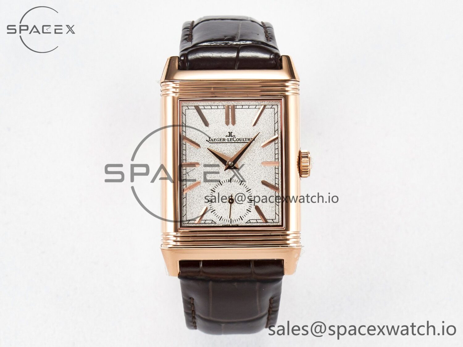 Reverso Tribute Duoface Small Seconds RG MGF Best Edition White Spray Paint Dial on Black Leather Strap A854A — custom-built watch