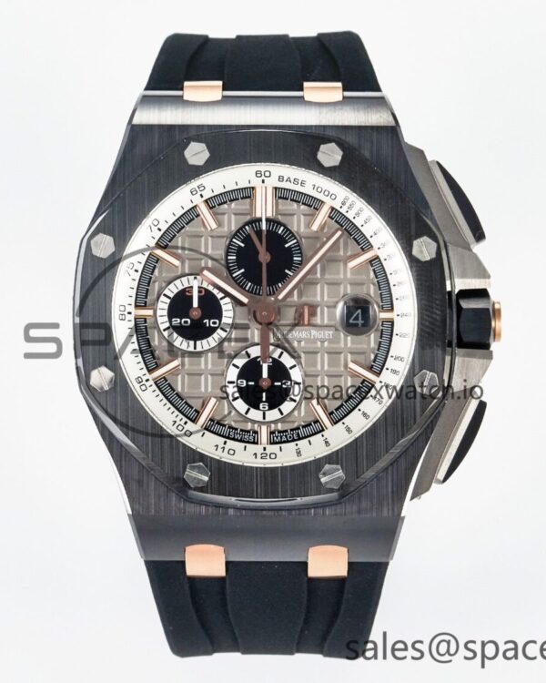 Royal Oak Offshore 44mm Black Ceramic RG TKF reference-accurate Gray Dial on Black Rubber Strap A3126 — custom-built watch