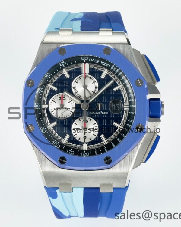 Royal Oak Offshore 44mm SS TKF reference-accurate Blue Dial on Blue Camou Rubber Strap A3126 — custom-built watch