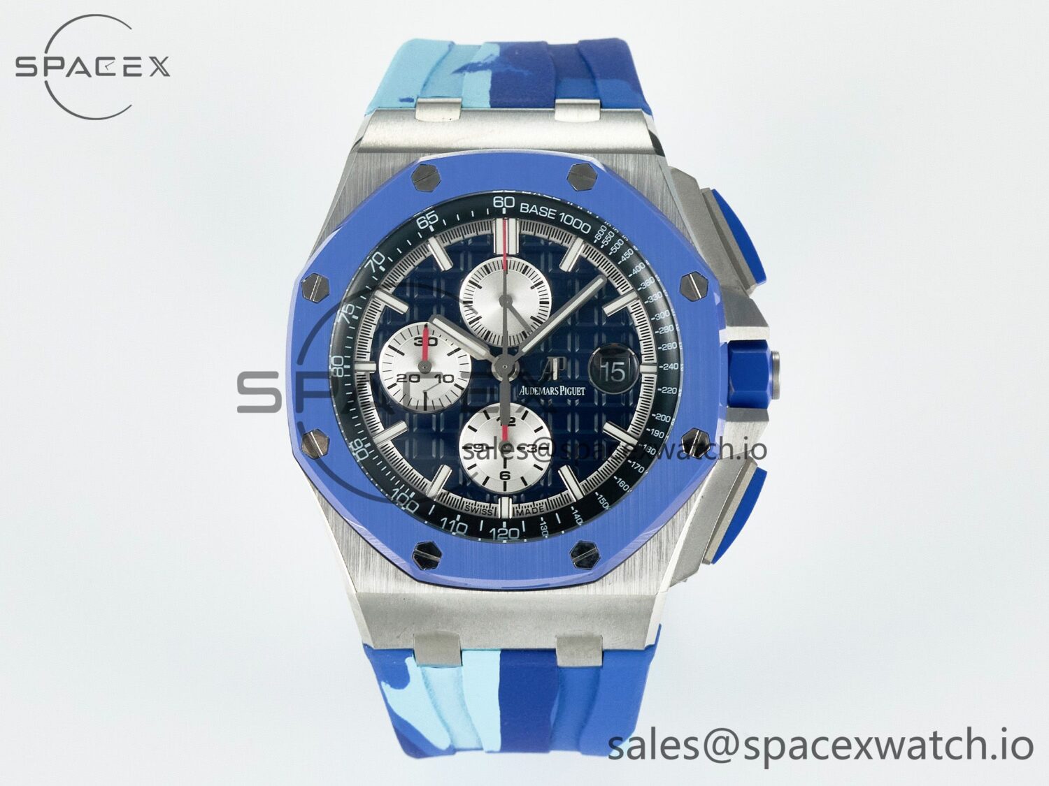 Royal Oak Offshore 44mm SS TKF reference-accurate Blue Dial on Blue Camou Rubber Strap A3126 — custom-built watch