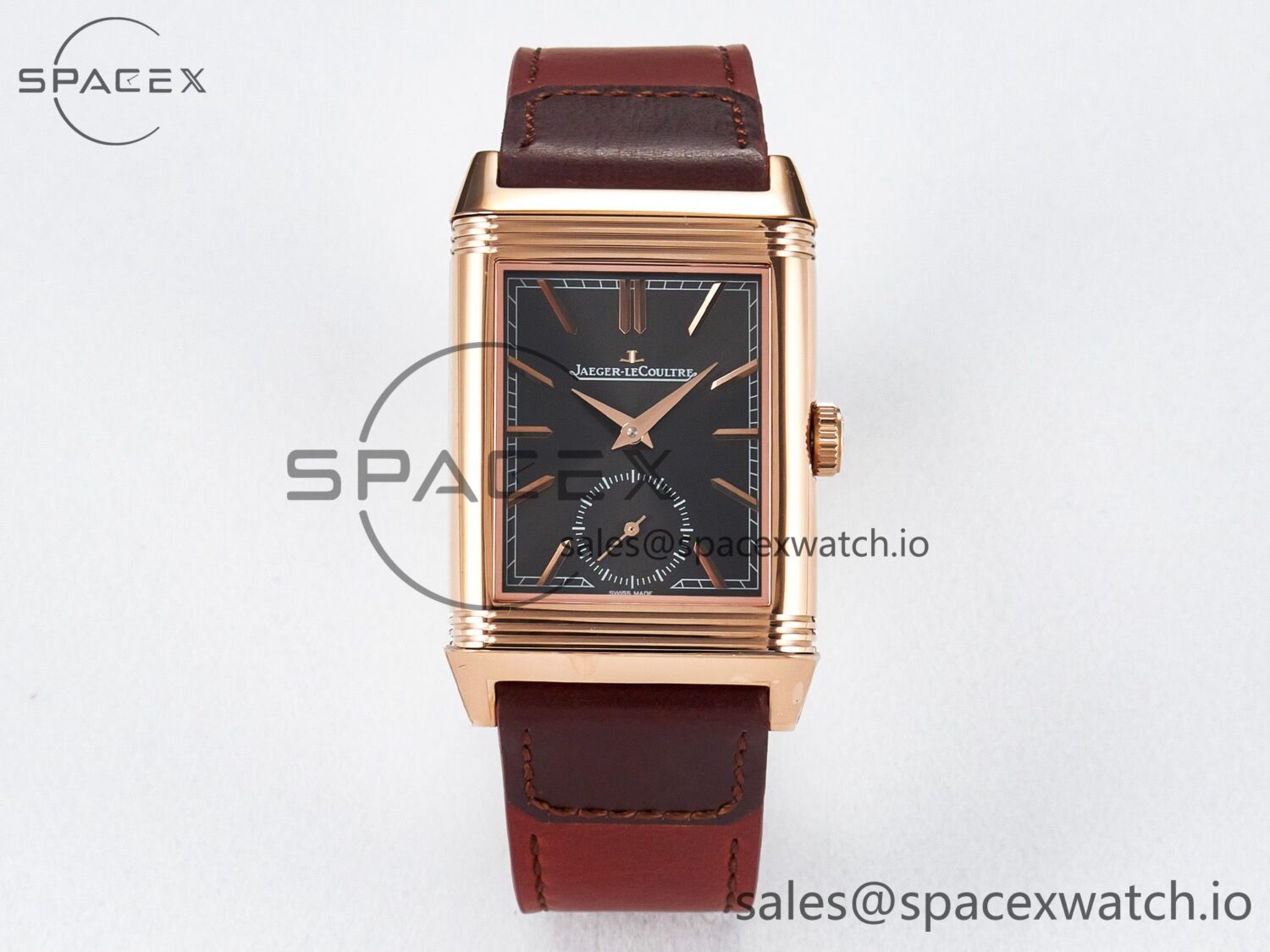 Reverso Tribute Duoface Small Seconds RG MGF Best Edition Black Dial on Red Leather Strap A854A — custom-built watch