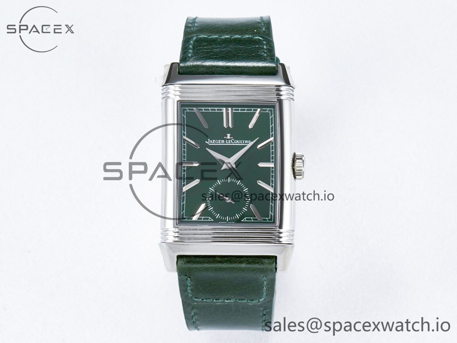 Reverso Tribute Duoface Small Seconds SS MGF Best Edition Green Dial on Green Leather Strap A854A — custom-built watch