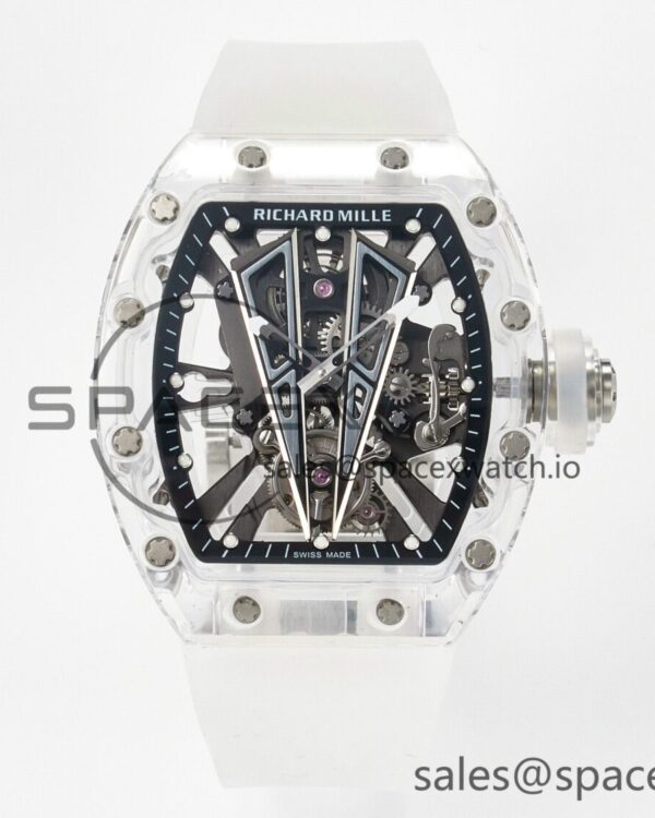 RM27-03 White Transparent Tourbillon MSF Best Edition Skull Dial on White Rubber Strap — custom-built watch
