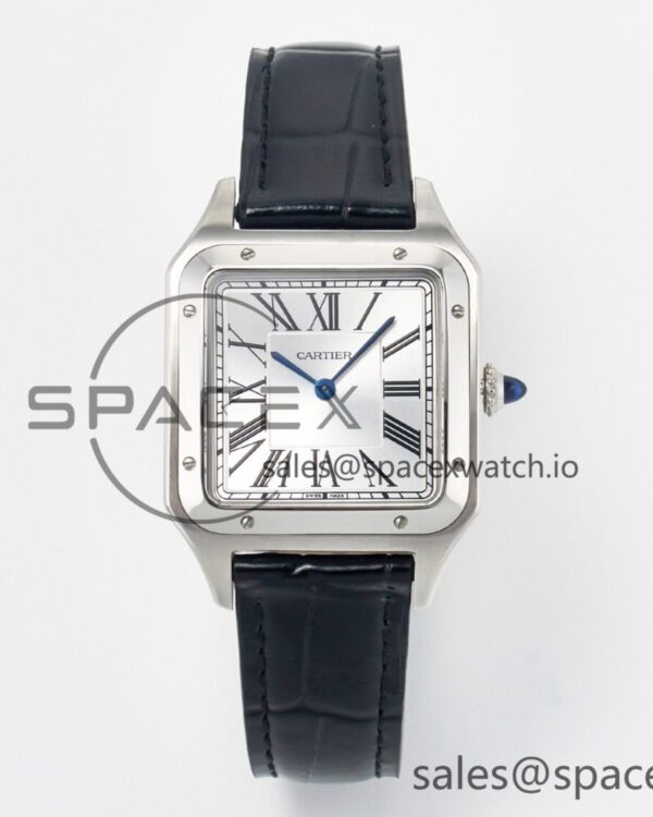 Santos Dumont 31.4mm IWSF Best Edition Silver Dial on Black Leather Strap Quartz — custom-built watch