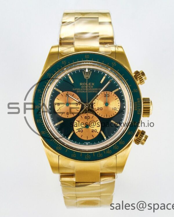 Daytona YG ADGF Best Edition Green/YG Dial on YG Bracelet A7750 — custom-built watch