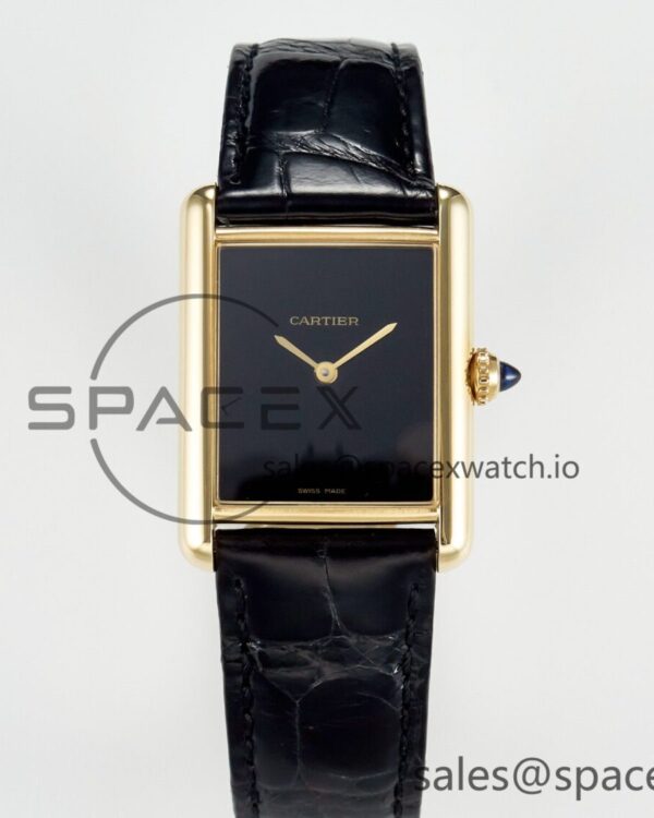 Tank Louis Cartier Large YG 33.7mm DRF reference-accurate Black Dial on Black Leather Strap Swiss Quartz — custom-built watch
