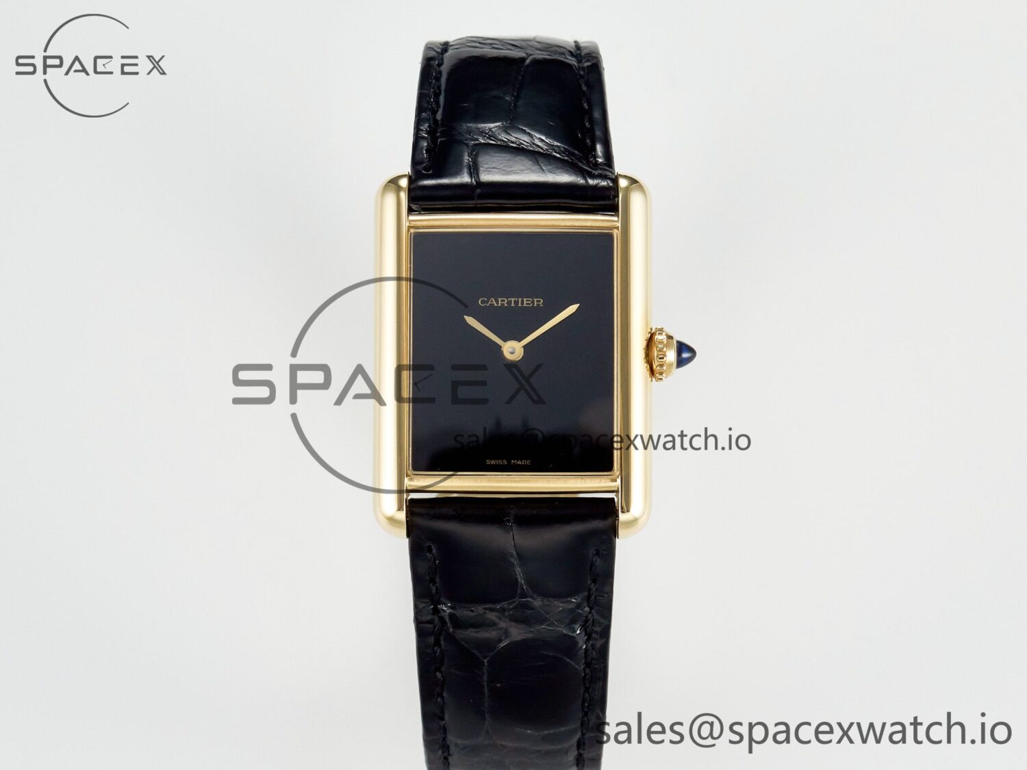 Tank Louis Cartier Large YG 33.7mm DRF reference-accurate Black Dial on Black Leather Strap Swiss Quartz — custom-built watch