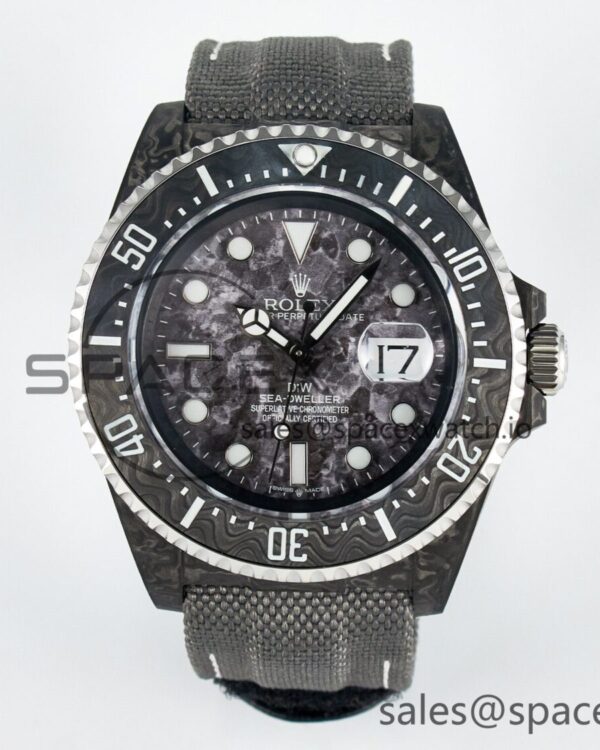 Sea Dweller 43mm Black Carbon DIWF Best Edition Gray Dial on Gray Nylon Strap A2824 V2 — custom-built watch
