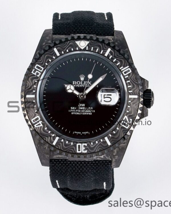 Sea Dweller 43mm Carbon DIWF Best Edition Black Dial on Black Nylon Strap A2824 — custom-built watch