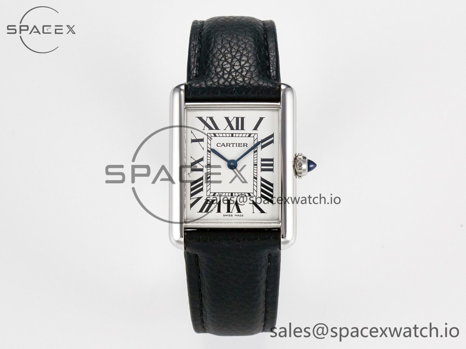 Tank Must Large SS 33.7mm DRF reference-accurate White Dial on Black Leather Strap Swiss Quartz — custom-built watch
