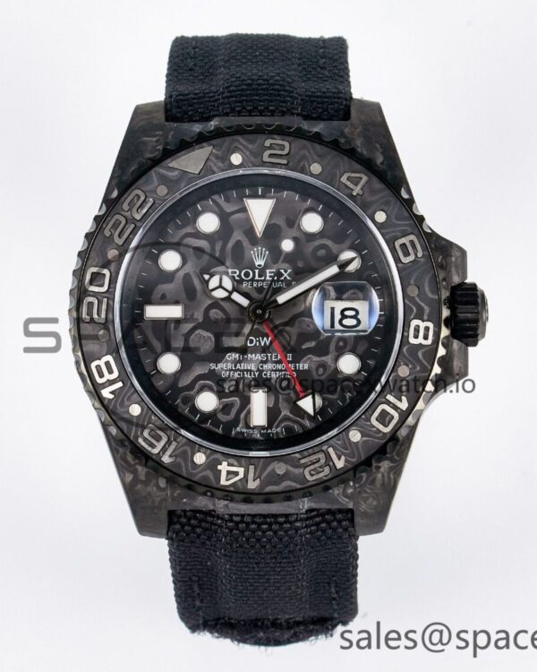 GMT Carbon DIWF Best Edition Black Carbon Dial SS Markers on Black Nylon Strap SA3285 CHS V2 — custom-built watch