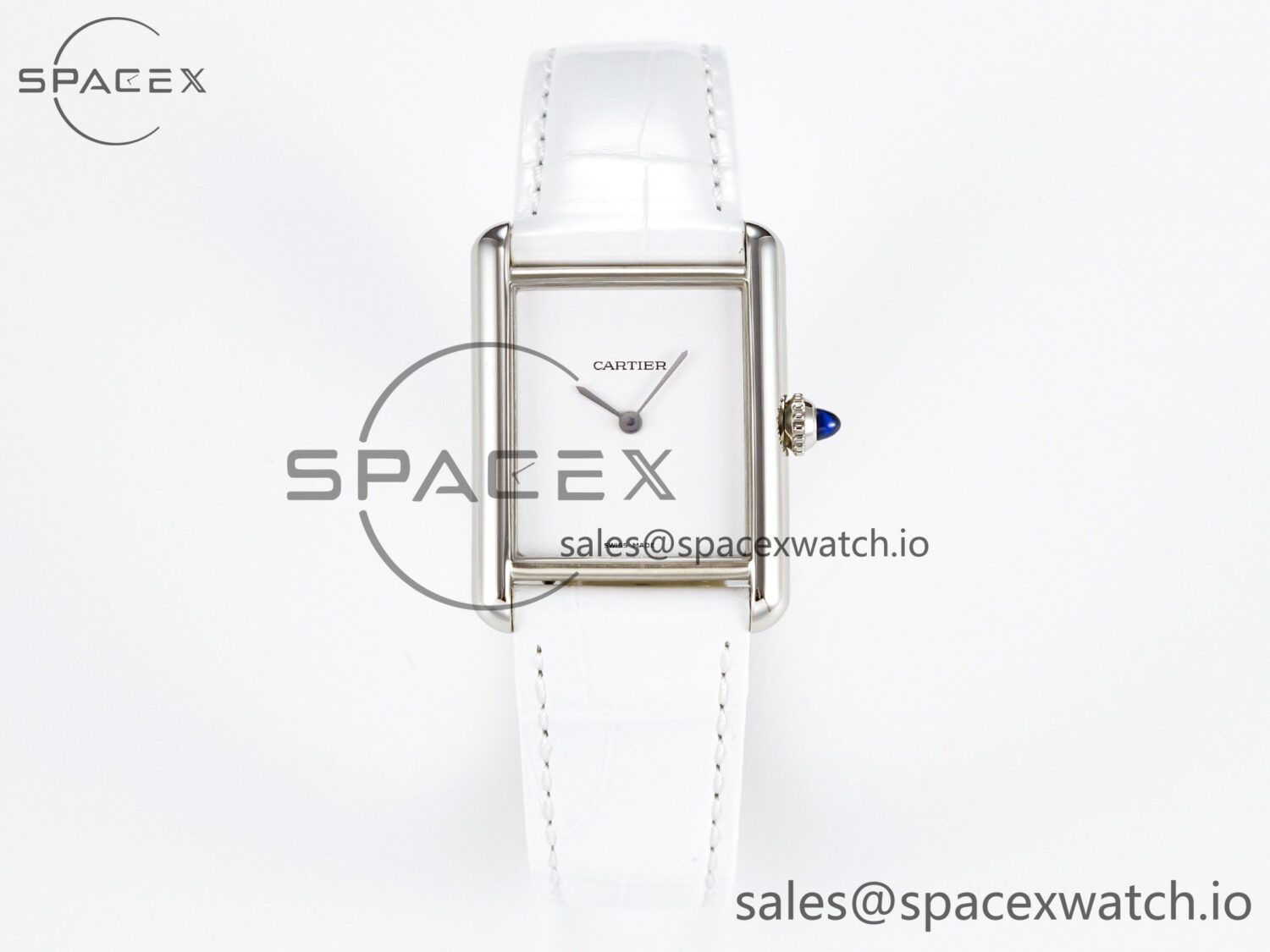 Tank Must Large SS 33.7mm DRF reference-accurate White Dial on White Leather Strap Swiss Quartz — custom-built watch