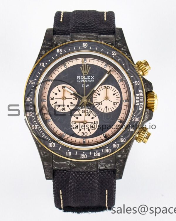 Daytona DIW Carbon Case DIWF Edition Carbon/Cream Dial on Black Nylon Strap A7750 — custom-built watch