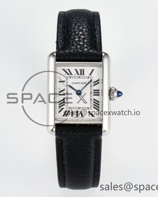 Tank Must Small SS 29mm DRF reference-accurate White Dial on Black Leather Strap Swiss Quartz — custom-built watch