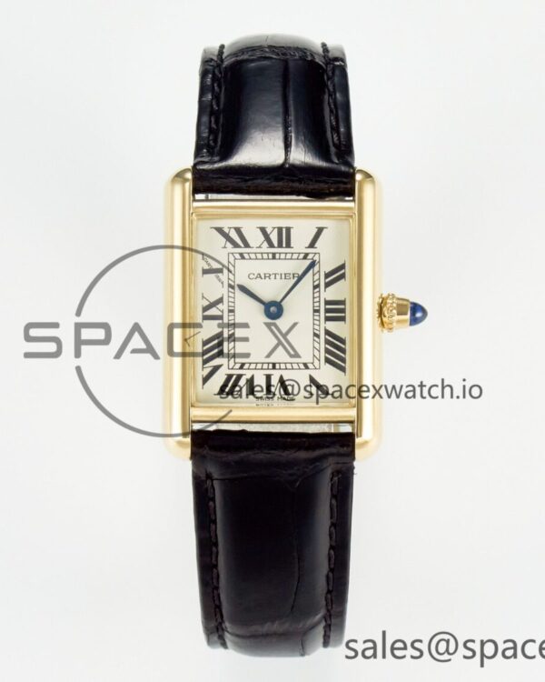 Tank Must Small YG 29mm DRF reference-accurate YG Dial on Black Leather Strap Swiss Quartz — custom-built watch